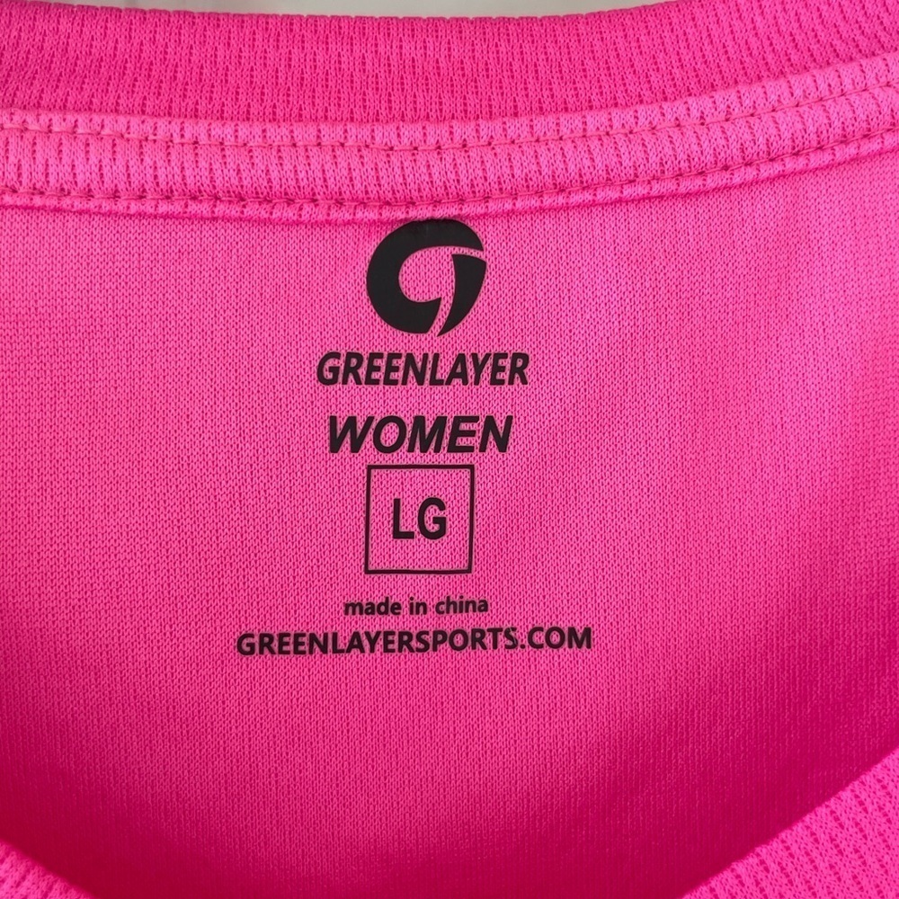 💕 NWOT Women High-Visibility Neon Pink Micromesh Moisture Wicking V-neck T-shirt - Picture 2 of 3